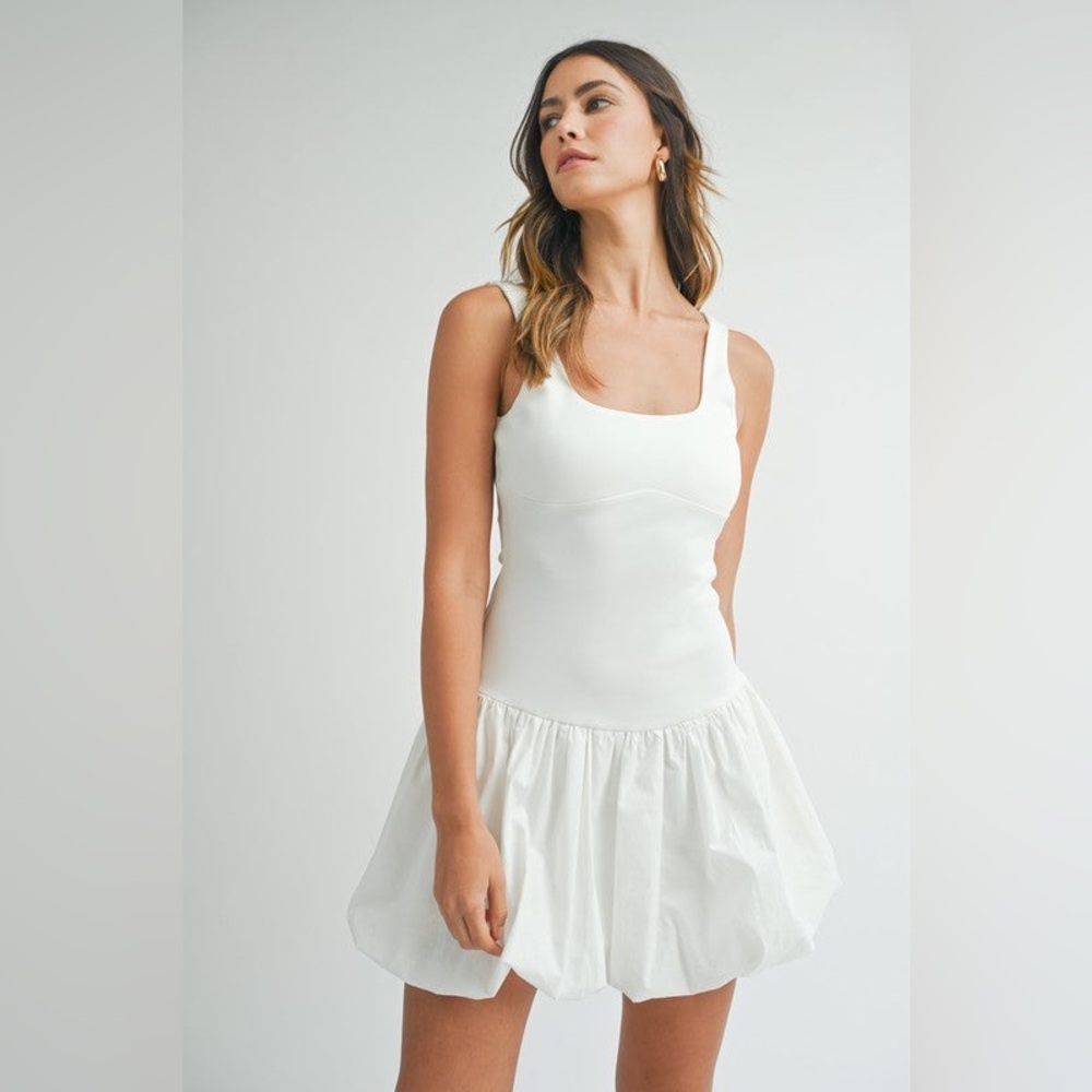 NWT MABLE Sleeveless‎ Bubble Hem Mini Dress White Size Small Bridal